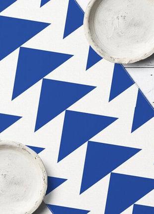 Дорожка на стол (раннер) синие треугольники150х40 см (dr_23f010)