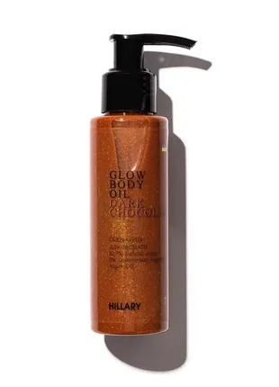 Сияющее масло для загара hillary dark chocolate glow body oil, 100 мл