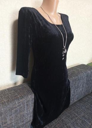Чёрное бархатное платье2 фото
