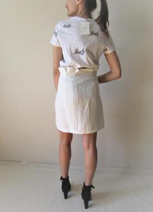 Нова біла спідниця на ґудзиках з рюшем на талії top shop розмір с/м натуральна тканина4 фото