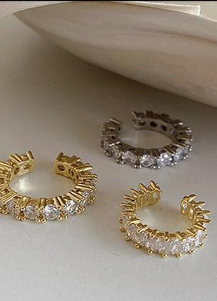 Кафф, серьга, кафф серебряный