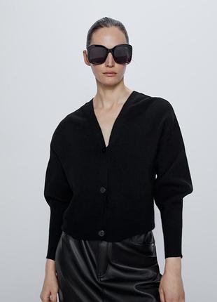 Кардиган zara черный в рубчик зара