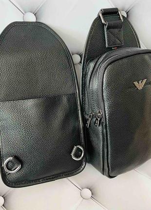 Мужская сумка слинг из натуральной кожи набор, сумка слинг кожаная мужская под стиль armani армани1 фото