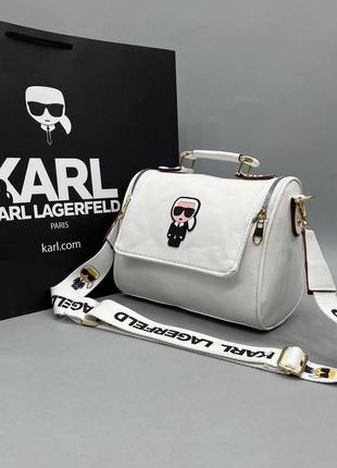 Сумка белая женская в стиле karl lagerfeld сумка маленькая клатч карл лагерфельд  кросс-боди саквояж