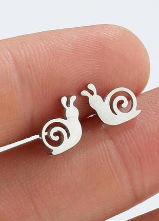 Серьги улитки гвоздики серебряные
