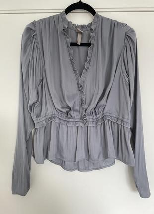Серо-голубая блуза h&m
