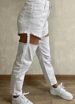 Новые, стильные белые джинсы для смелой девушки (туречище)2 фото