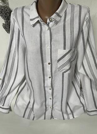 Стильная рубашка в полоску лён 55%