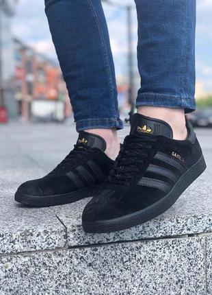 Мужские черные замшевые кроссовки adidas gazelle 🆕 кеды адидас газель