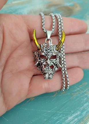 Колье ожерелье японская маска с рожками