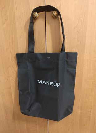 Сумка-шоппер makeup черная на кнопке шоппер