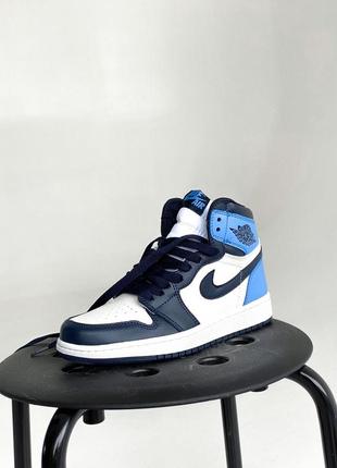 Женские кроссовки nike air jordan 1 retro high patent blue toe скидка sale / smb6 фото