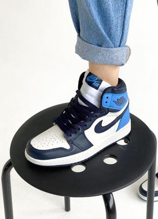 Женские кроссовки nike air jordan 1 retro high patent blue toe скидка sale / smb4 фото