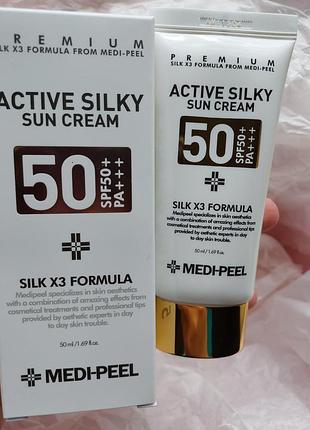 Medi peel сонцезахисний крем medi peel active silky sun cream spf50+/pa+++ 50 мл медіпіл