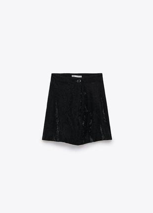 Велюрові бархатні шорти-спідниця юбка на запах zara7 фото