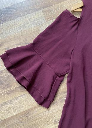 Легкое платье бордового цвета с открытыми плечами 54 размер3 фото