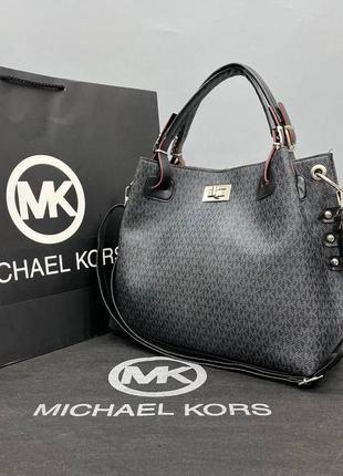 Сумка черная женская в стиле michael kors шопер сумка большая  майкл корс