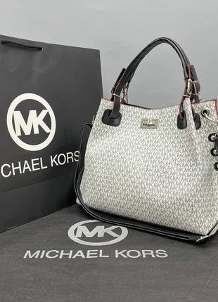 Сумка белая женская в стиле michael kors шопер сумка большая  майкл корс1 фото