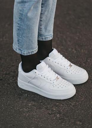 Кожаные кроссовки nike air force 1 '07 "white" premium5 фото