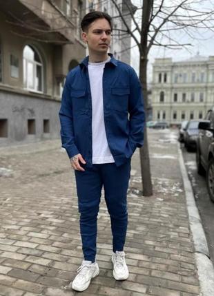 Стильний чоловічий костюм легкий стрейч штани + сорочка / стильный мужской костюм штаны + рубашка