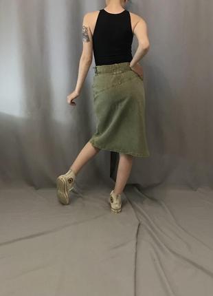 Трендовая джинсовая юбка-мини mango с эффектом состарения3 фото