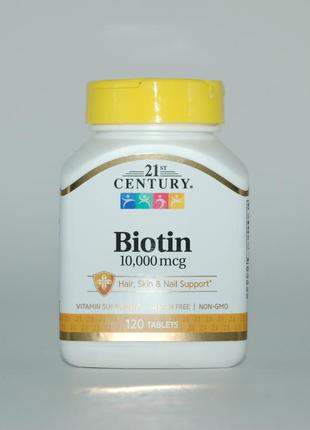 Біотин, 21st century, 10 000 мкг, 120 таб.1 фото