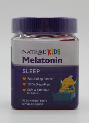 Мелатонин для детей со вкусом ягод, kids melatonin gummies, natrol, 90 таб.