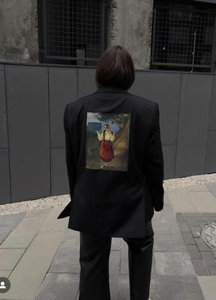 Оверсайз пиджак жакет пальто с принтом современная катрина в стиле zara6 фото