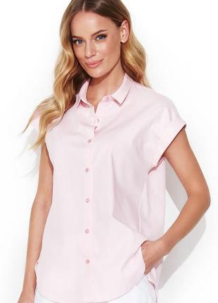 Блузка на гудзиках zaps tella 054 з коротким рукавом світло-рожева жіноча літня весняна 2023