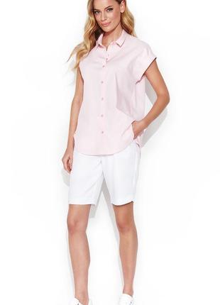 Блузка на пуговицах zaps tella 054 с коротким рукавом светло-розовая женская летняя весенняя 20236 фото