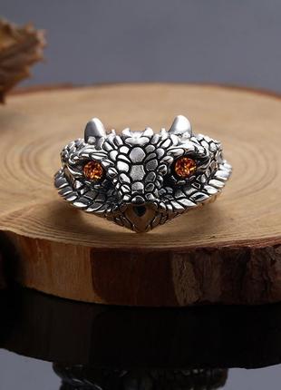 Уникальное кольцо серебряная фурия, роскошное кольцо в виде дракона, кольцо оберег, ручная работа регулируемый1 фото