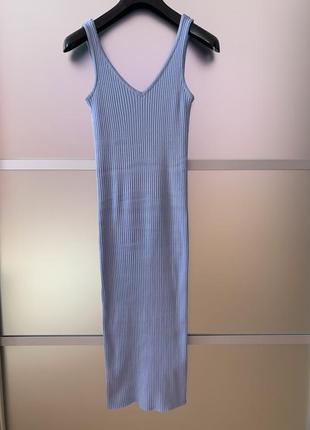 Вязаное летнее голубое платье украинского бренда