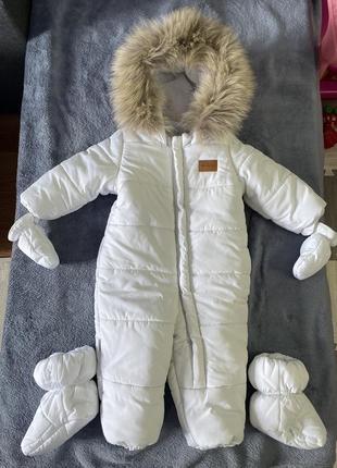 Детский зимний комбинезон 80р + зимние сапожки