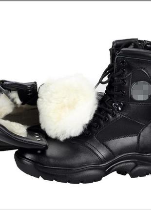 Мужские ботинки/берцы из натуральной кожи 45 размера черные .утепленные мехом. (по стельке 29 см)3 фото