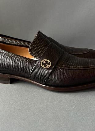 Gucci lizard loafers кожаные лоферы, туфли