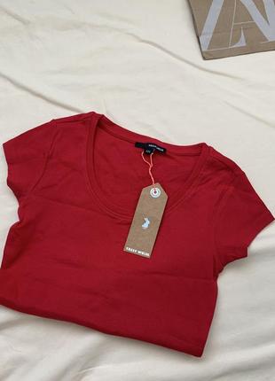 Новая хлопковая базовая красная футболка tally weijl3 фото