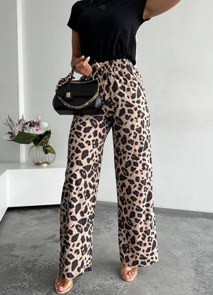 Штани брюки палаццо з леопардовим принтом2 фото