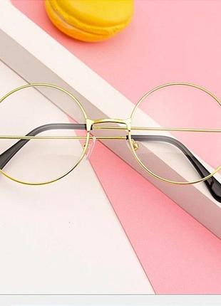 Имиджевые очки нулевки city-a круглые с прозрачными стеклами золотые1 фото