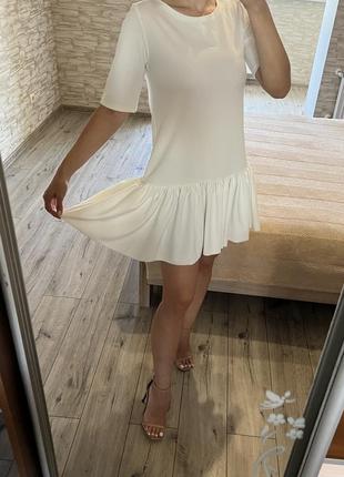 Белое свободное летнее короткое мини платье1 фото