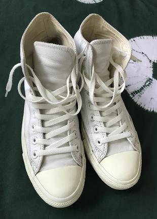 Шкіряні, білі кеди converse chuck taylor all star