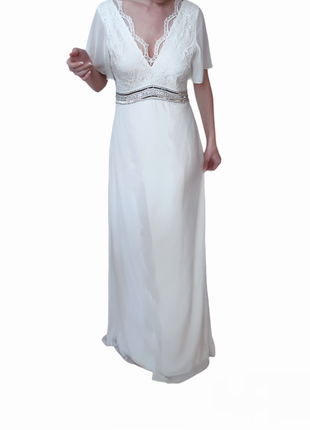 Весільна сукня біла з камінням з мережива довга з розрізом на весілля грецька tfnc london