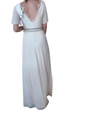 Весільна сукня біла з камінням з мережива довга з розрізом на весілля грецька tfnc london