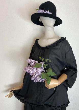 Льон100%,чорна блуза,рубаха,рюши,етно бохо стиль,xadoo,3 фото