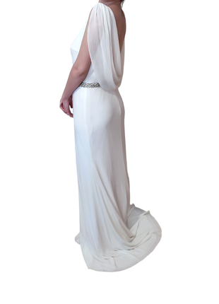 Весильное платье mascara london со шлейфом белое с камнями длинное4 фото