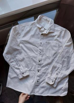Белая джинсовая куртка рубашка7 фото