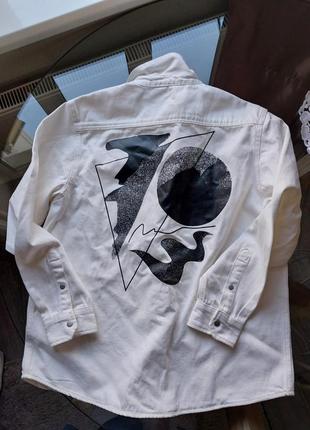 Белая джинсовая куртка рубашка4 фото