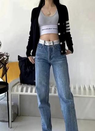 Женские джинсы с белым поясом alexander wang2 фото