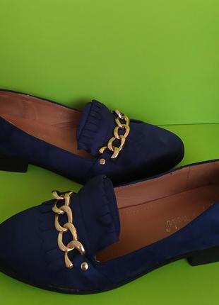 Синие туфли лоферы love mode, 381 фото