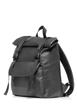 Рюкзак рол sambag унісекс rolltop milton чорний з клапаном5 фото