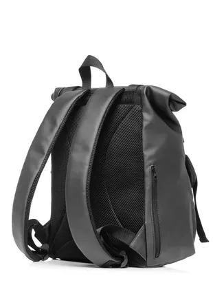 Рюкзак рол sambag унісекс rolltop milton чорний з клапаном7 фото